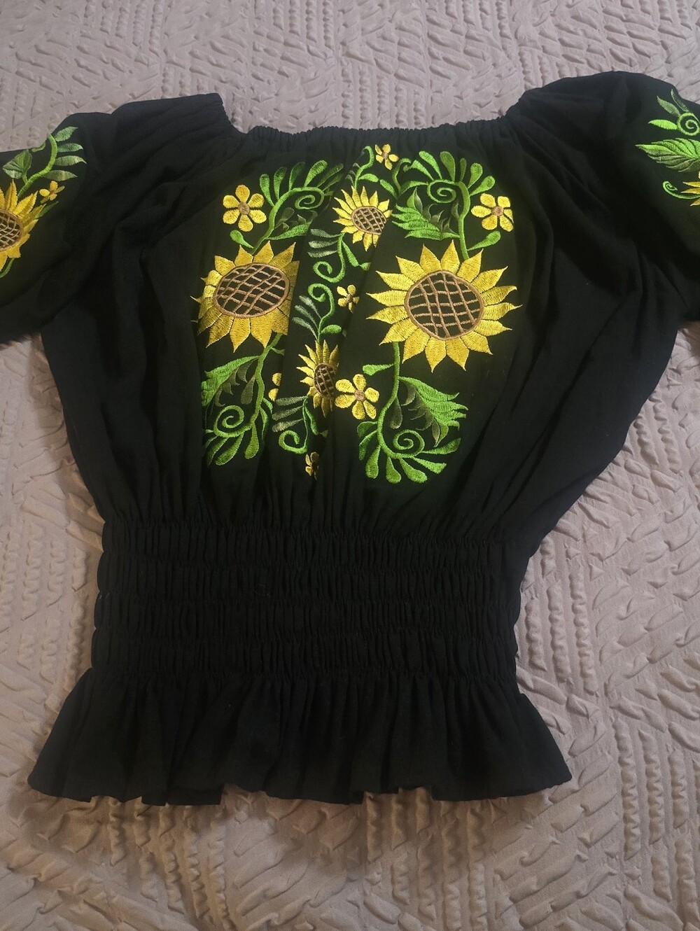 🌻SUNFLOWER PEASANT BLOUSE w Embroidered Detail 🌻🌻L/XL - Picture 5 of 5